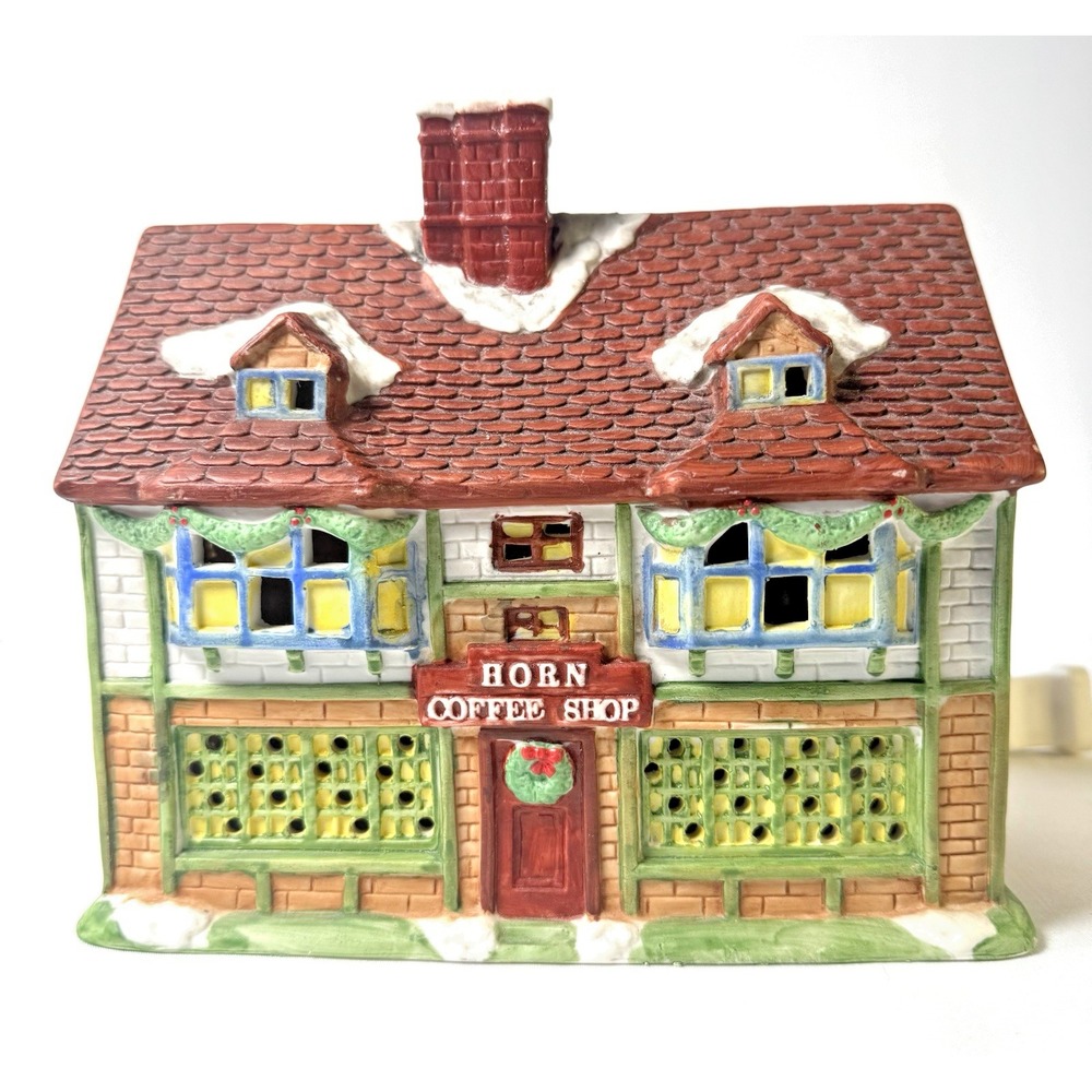 Christmas village Horn Coffee Shop Lighted House Dickens of London Vintage